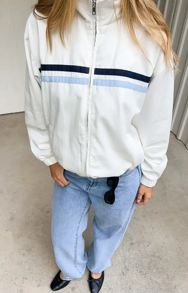 Funnel Neck Stripe Contrast Jacket