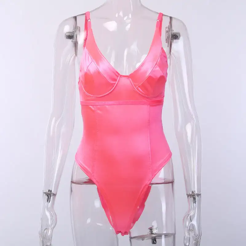 Satin Underwire Bodysuit with High-Cut Design