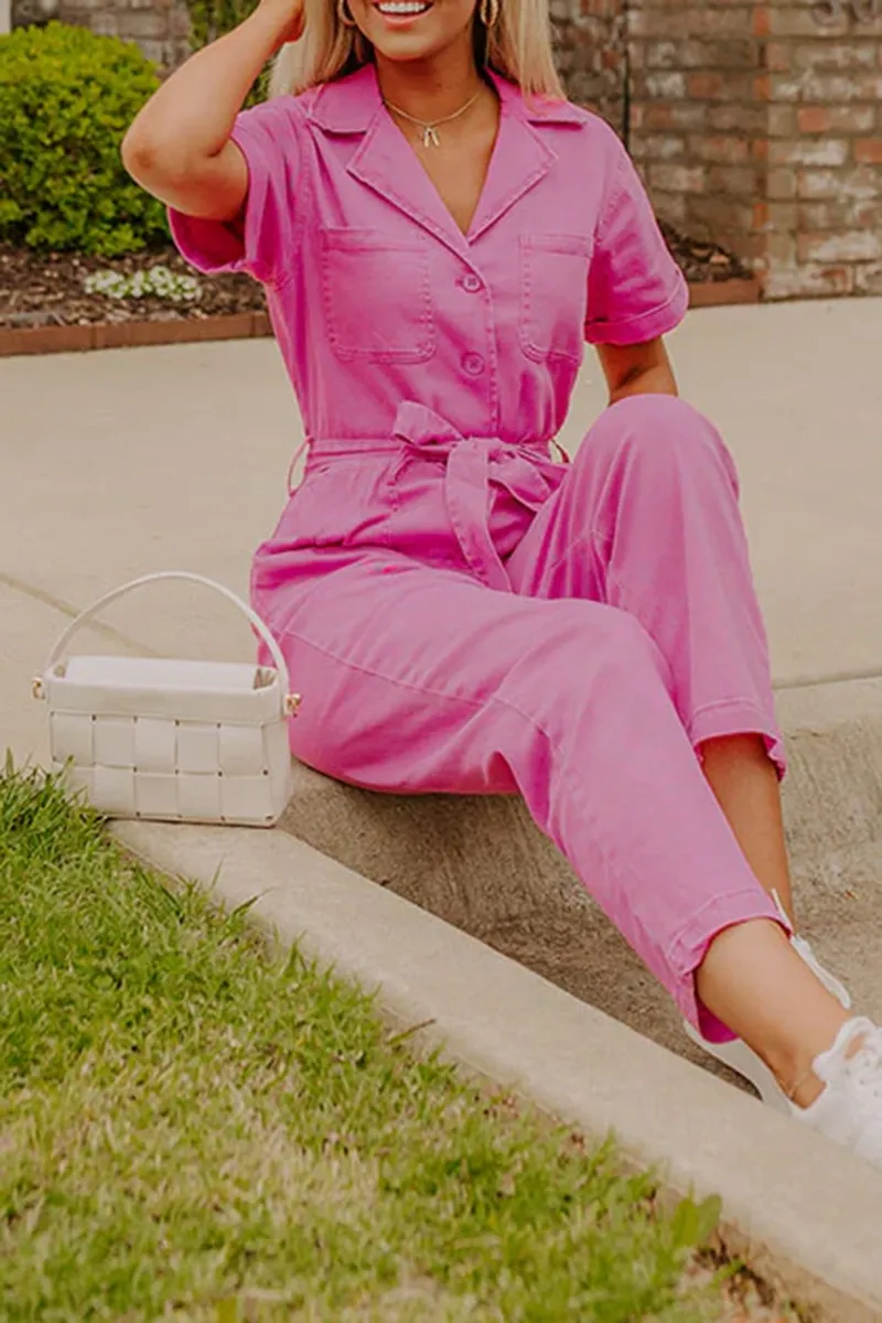 Fashion Workwear Style Pure Cotton Women's Jumpsuit