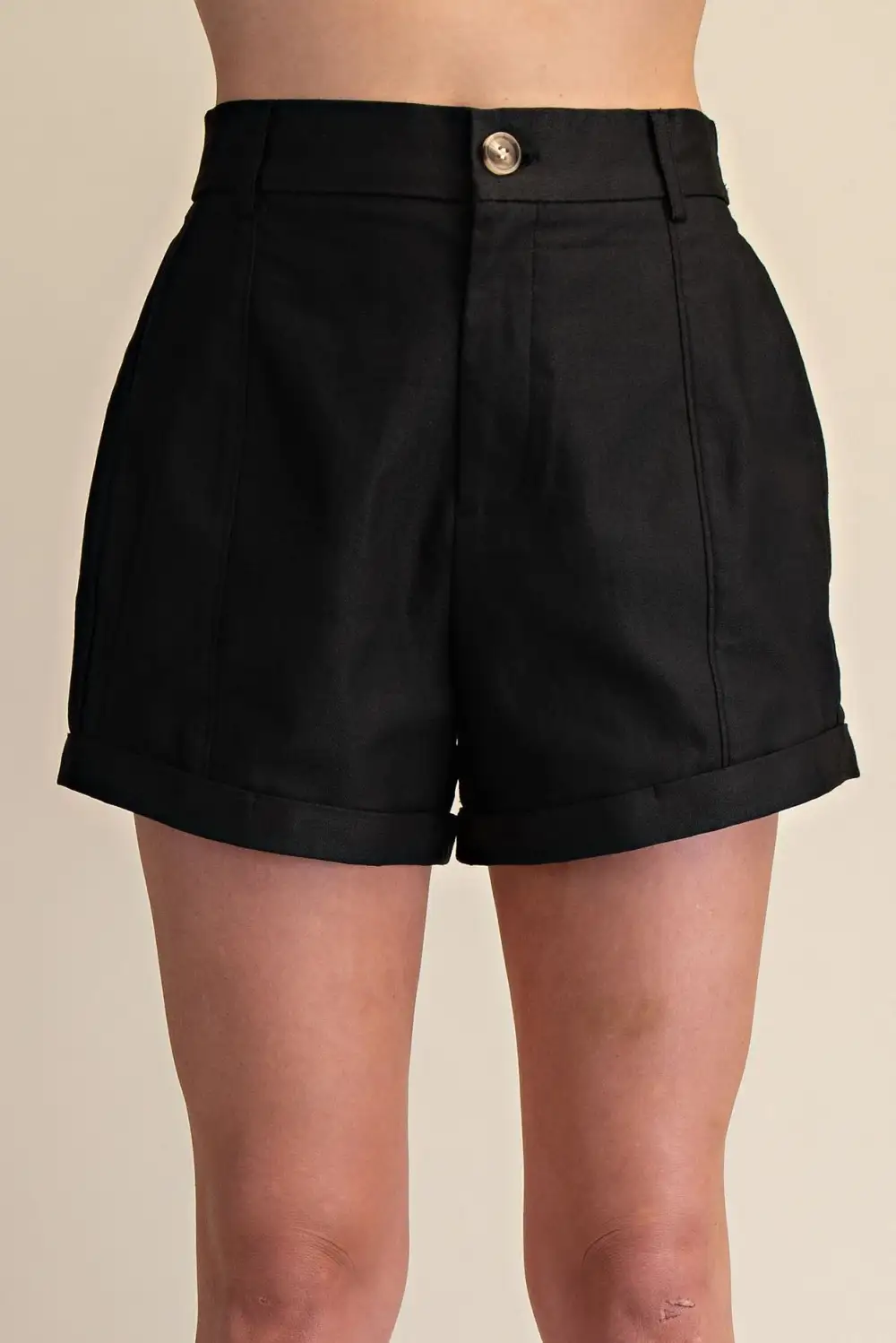 Roomy High Waist Button Detail Casual Shorts