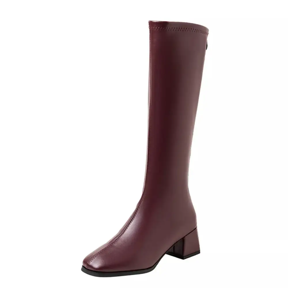 Refined Square Toe Block Heel Boots