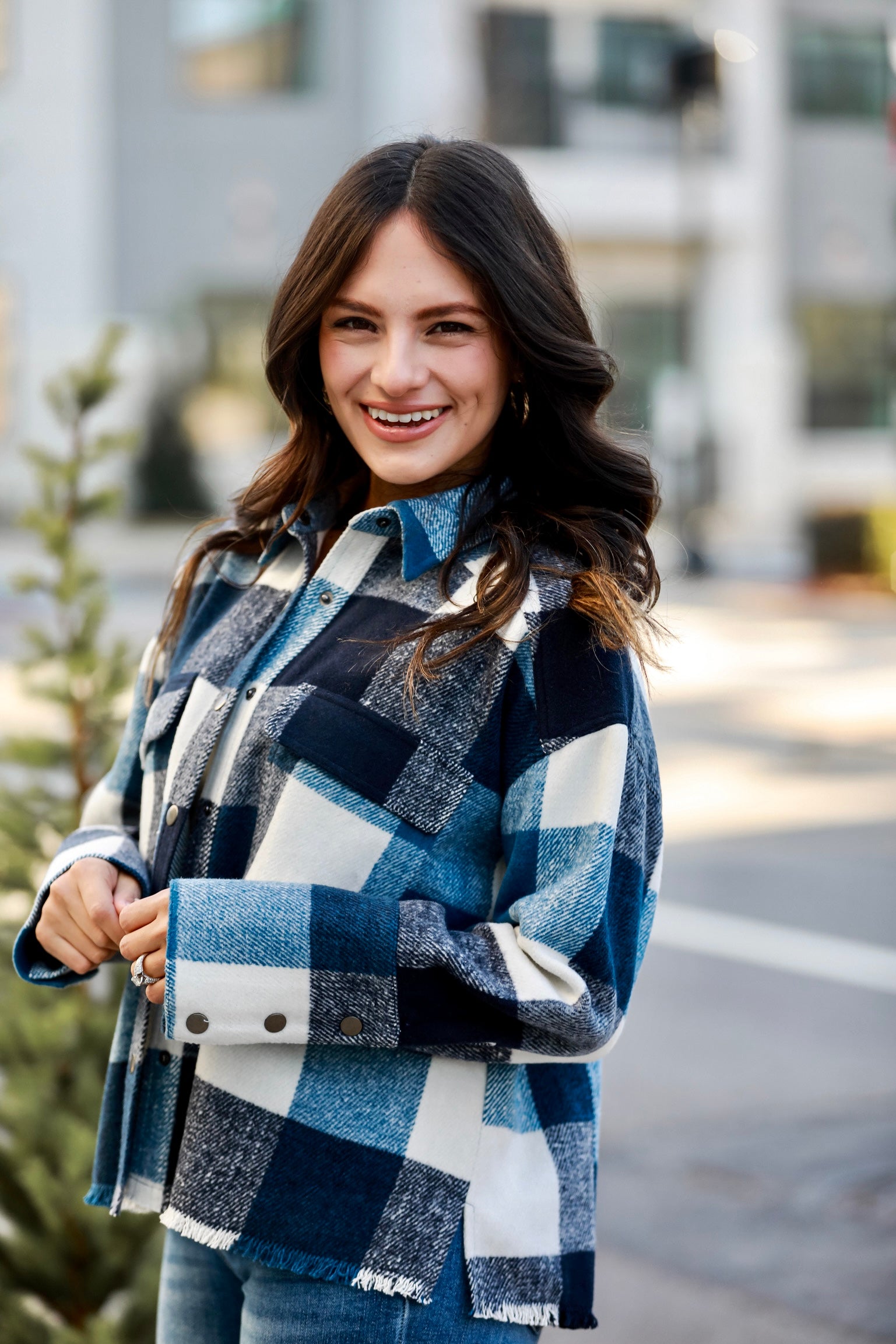 FINAL SALE - Casually Adored Navy Plaid Shacket