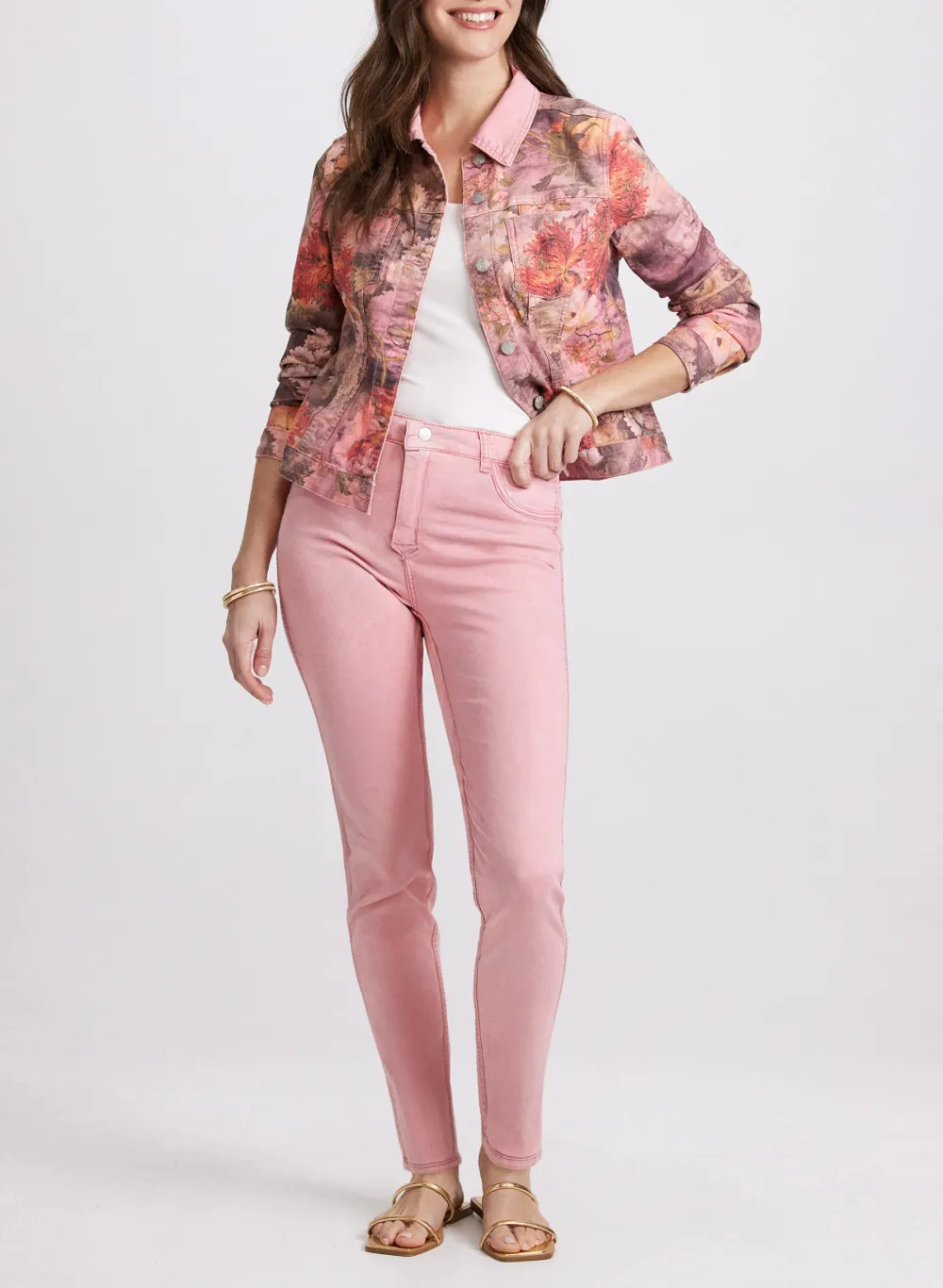 Sweet Floral Print Denim Jacket