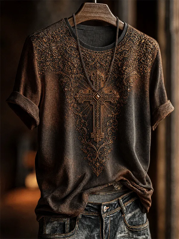 Vintage Floral Art Print Casual Short Sleeve T-shirt