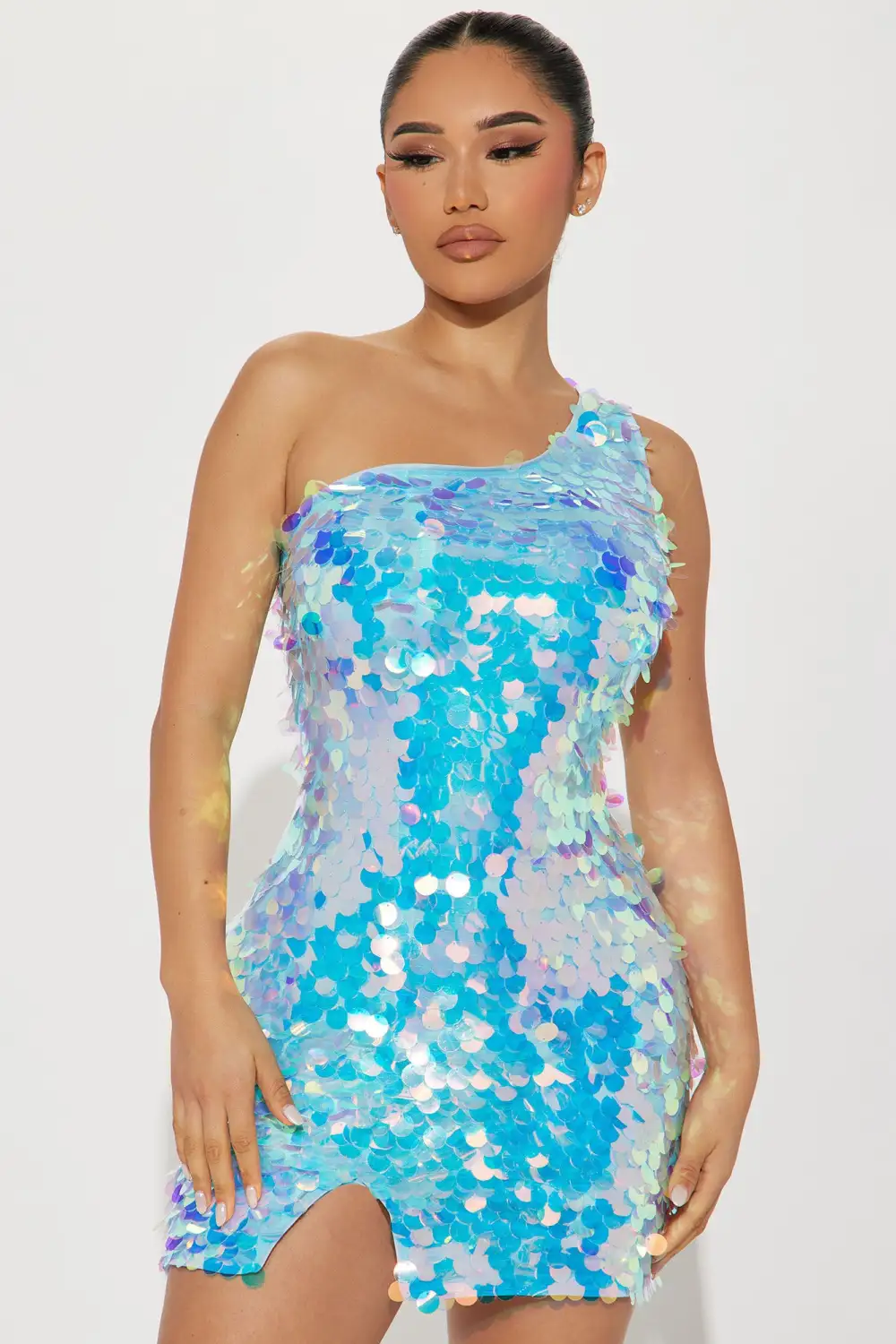 Party Is On Sequin Mini Dress - Aqua