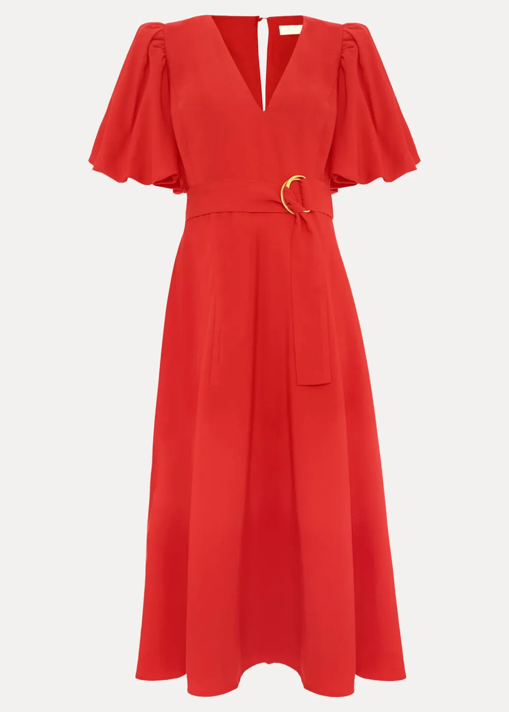 Relaxed Casual Puff Sleeve V-Neck Dress