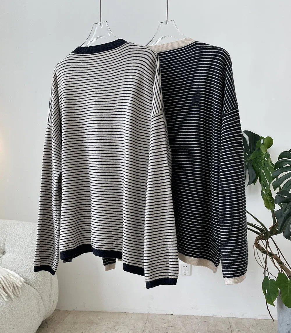 Retro Loose Striped Knitted Sweater