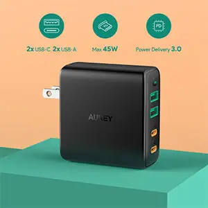 AUKEY PA-D52 Foldable USB C Charger 48W 4 Ports with Power Delivery