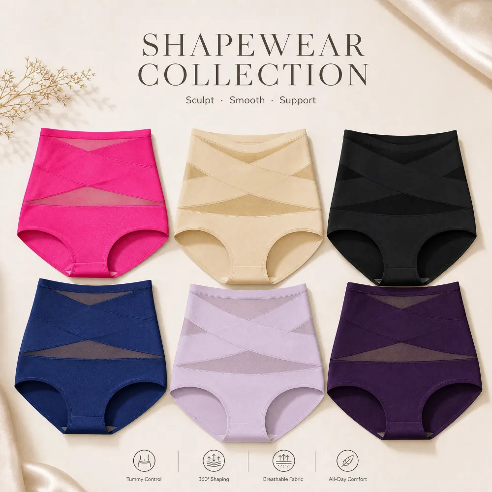✨Plus-Size High-Waist Cross Tummy Control Panties