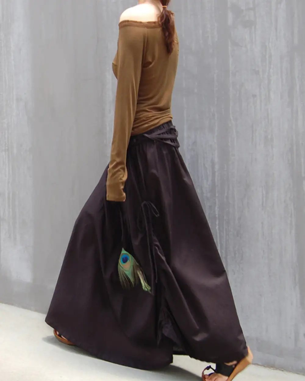 Everyday Drawstring Linen A Line Maxi Skirt