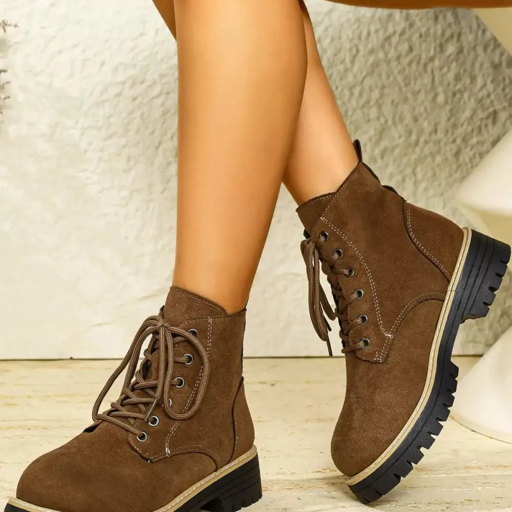 Round Toe Lace-Up Boots