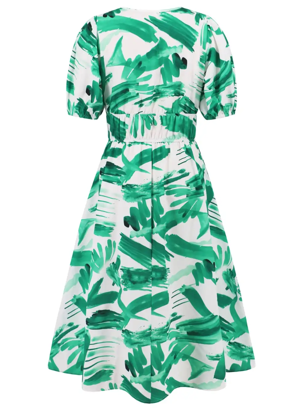 Boho Chic  Ruched Printed Surplice Short Sleeve Dress