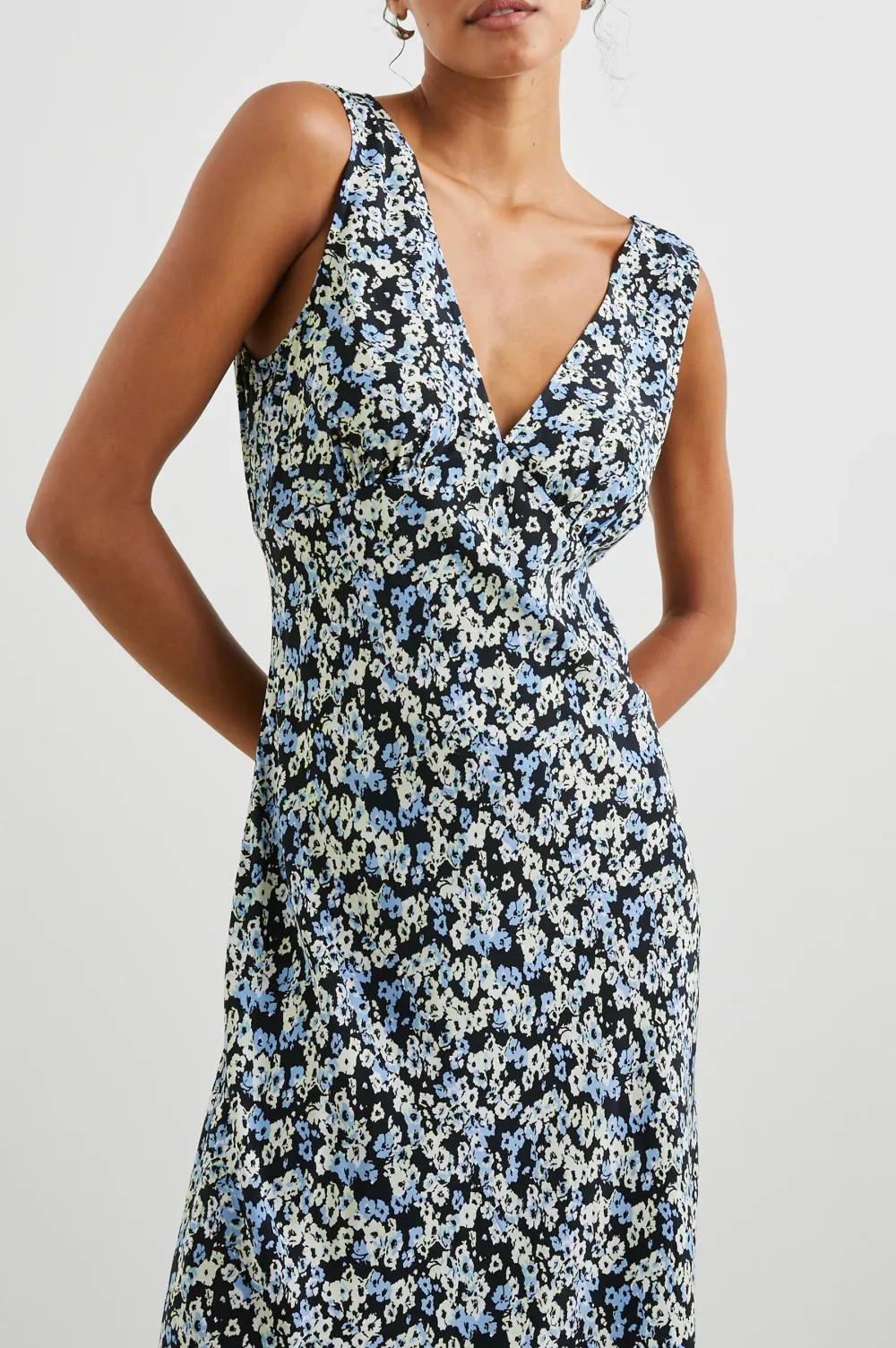 Purple-Red Floral Print Fitted Dress With A Waistline