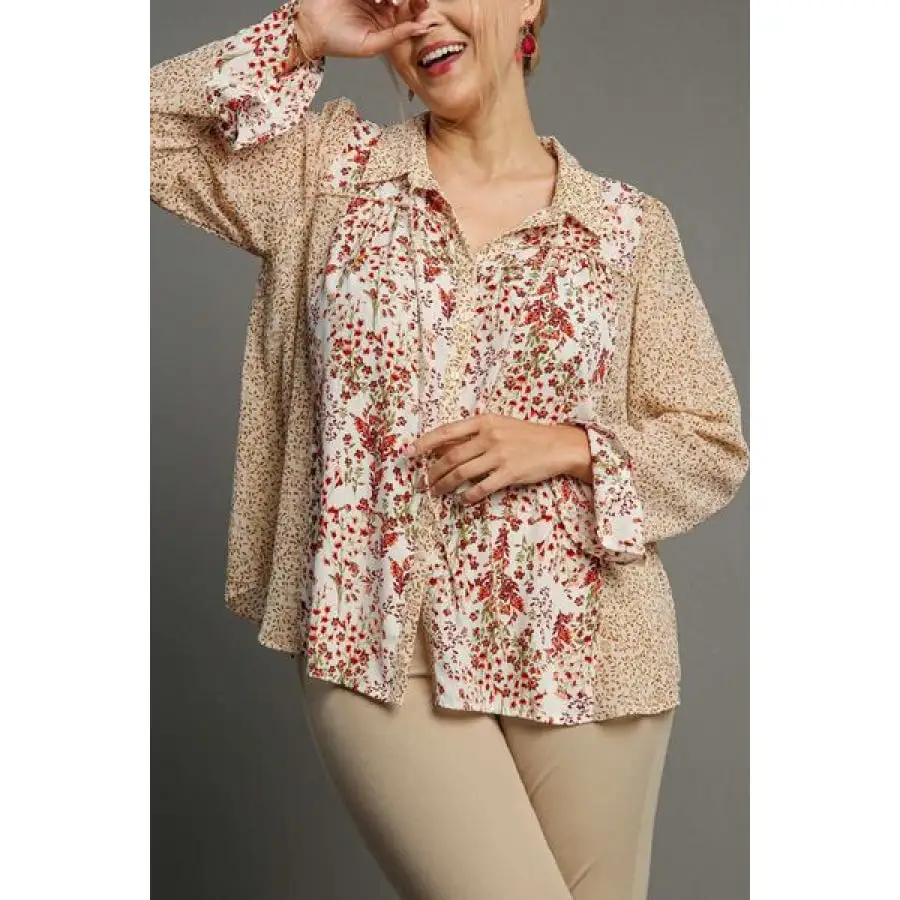 Casual Ruffle Button Up Button Up Shirt