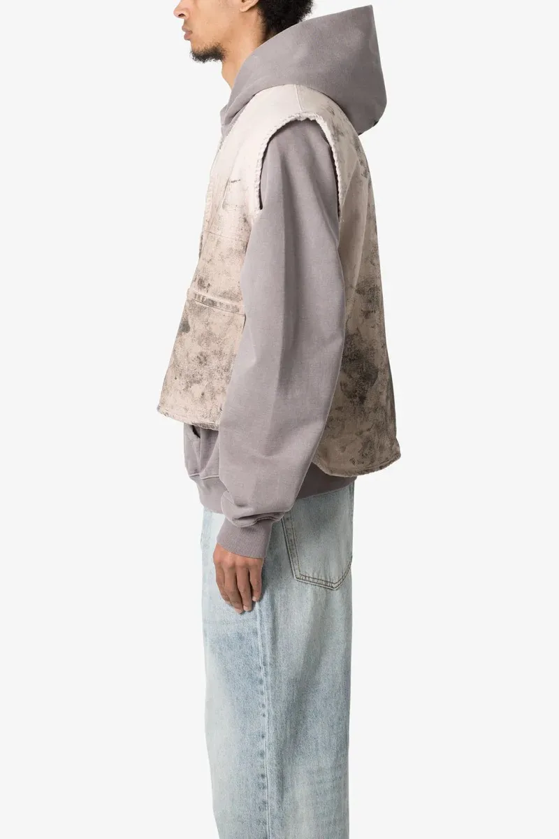 GRAY DISTRESSED SHERPA VEST