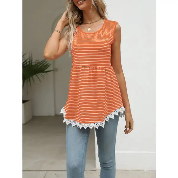 Lace Trim Sleeveless Babydoll Tank Top