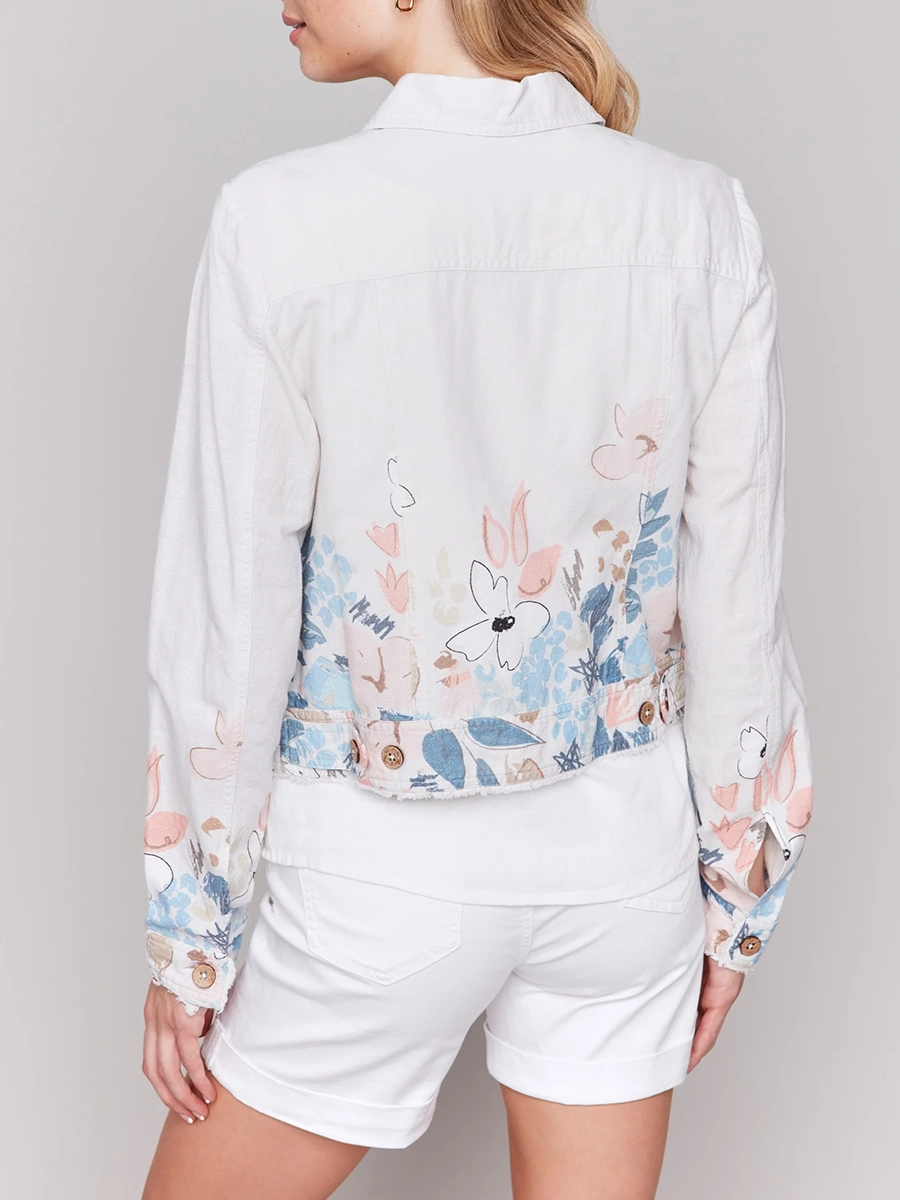 Women's Linen Jacket With Artistic Design