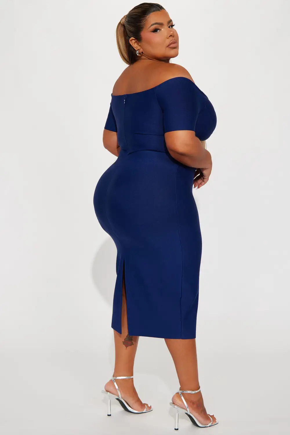 Take It Or Leave It Bandage Midi Dress - Navy