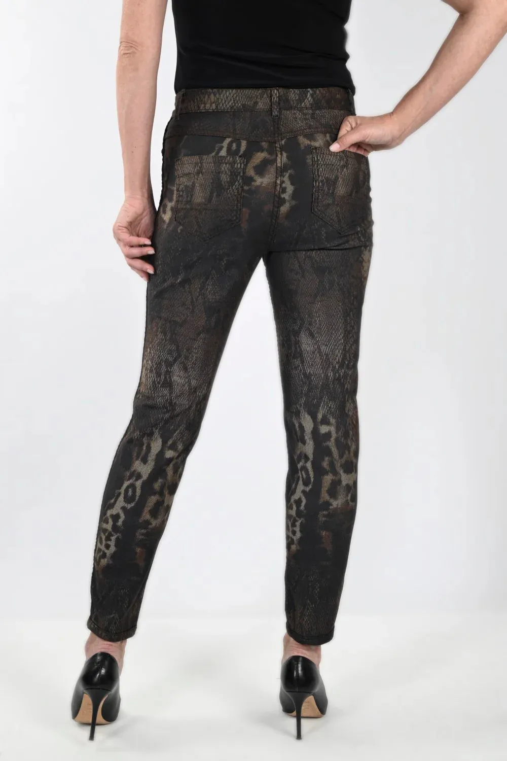 Pant Denim Print Brown