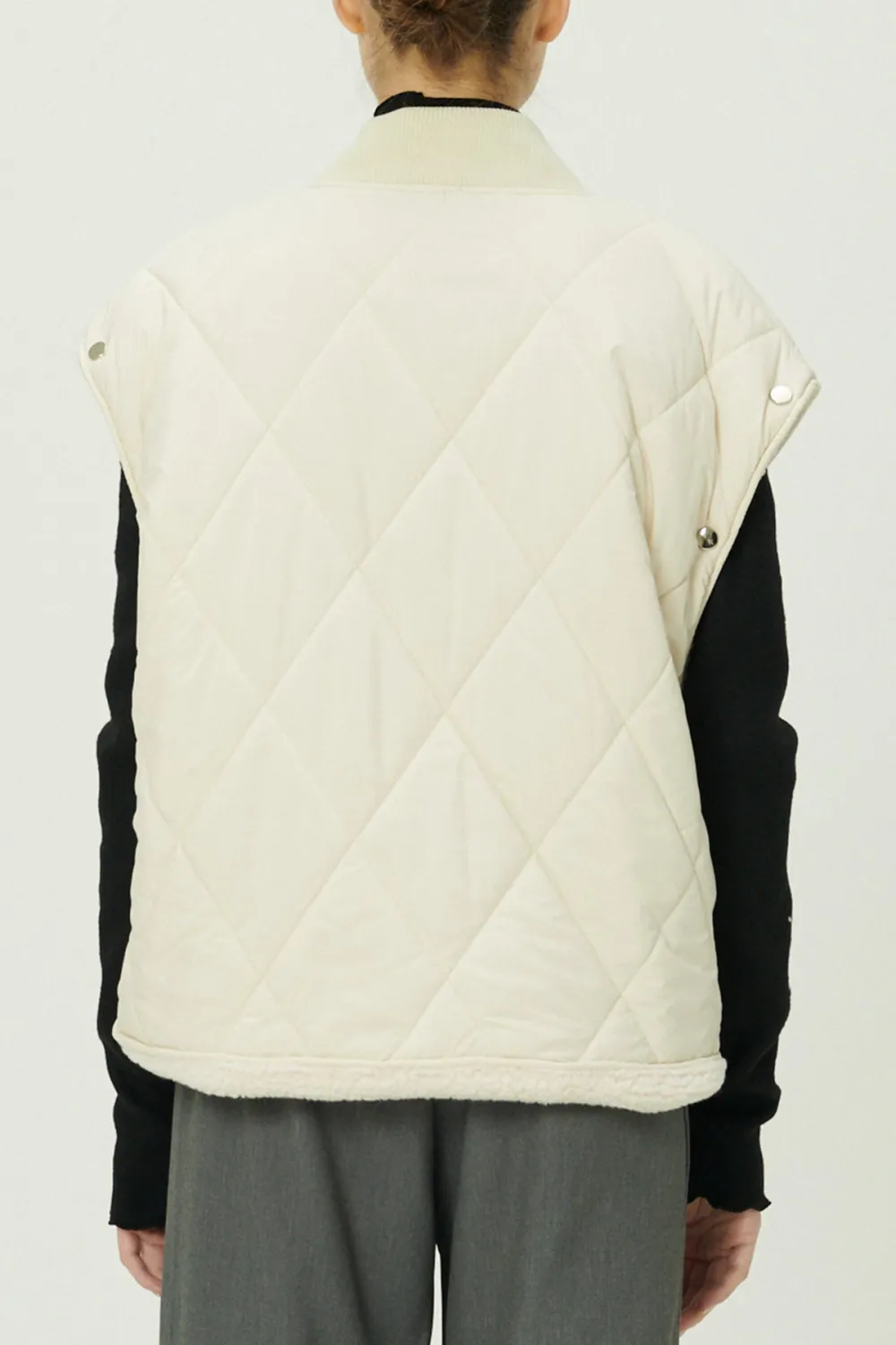 Eileen Quilted Sherpa Coat w/Detachable Sleeve