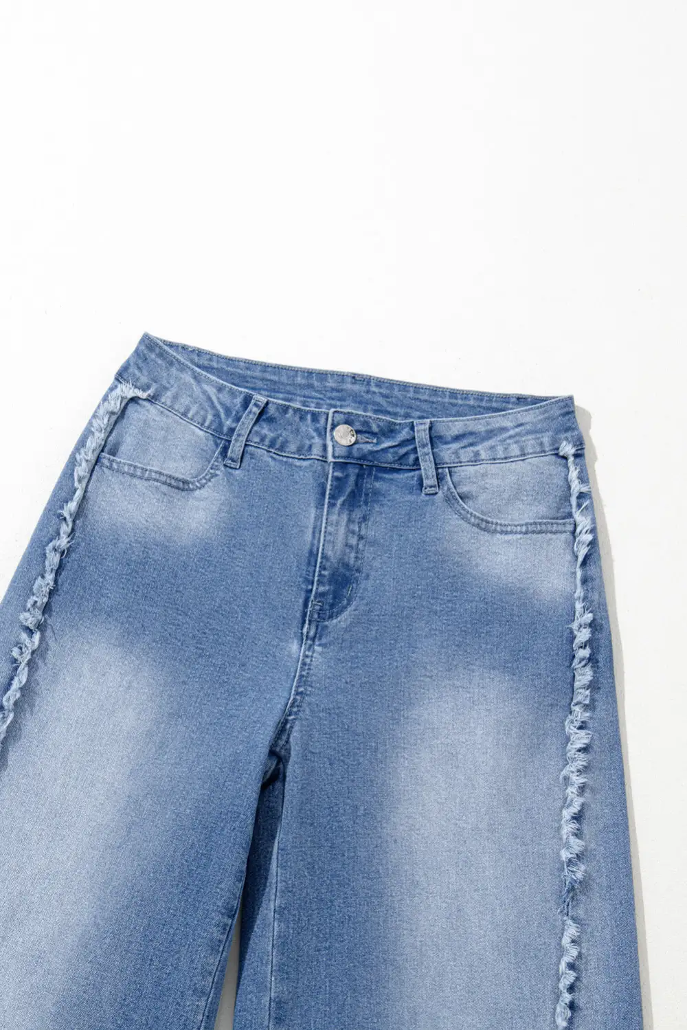 Vintage Stitching Raw Hem Flared Jeans