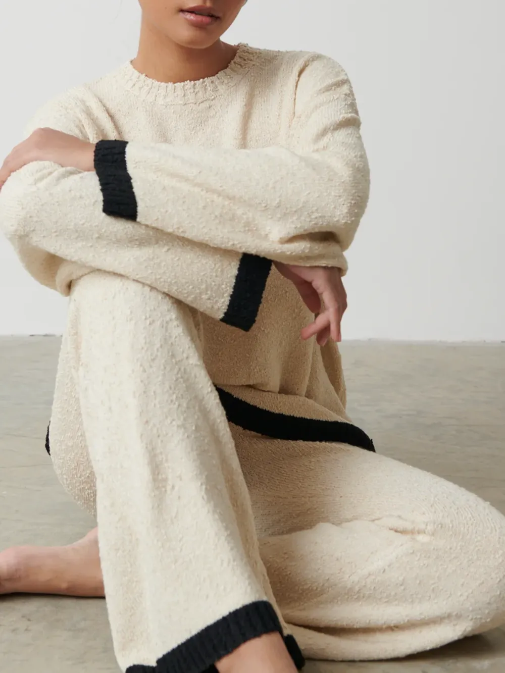Contrast Textured Knit Trousers
