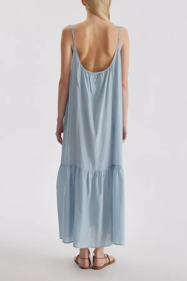Sleeveless Midi Dress-Blue