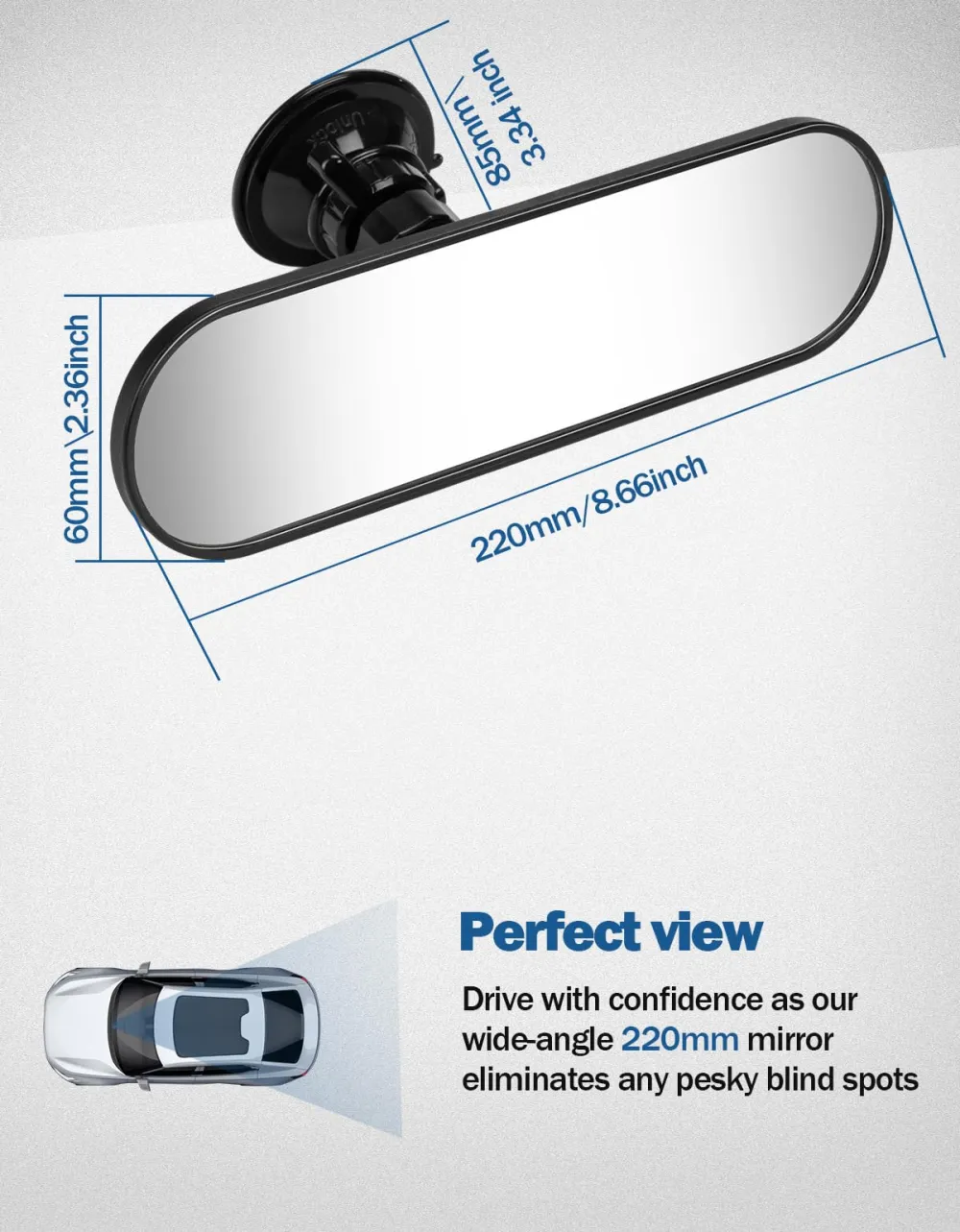 Curved Clip-On HD Wide-Angle Interior Rearview Mirror