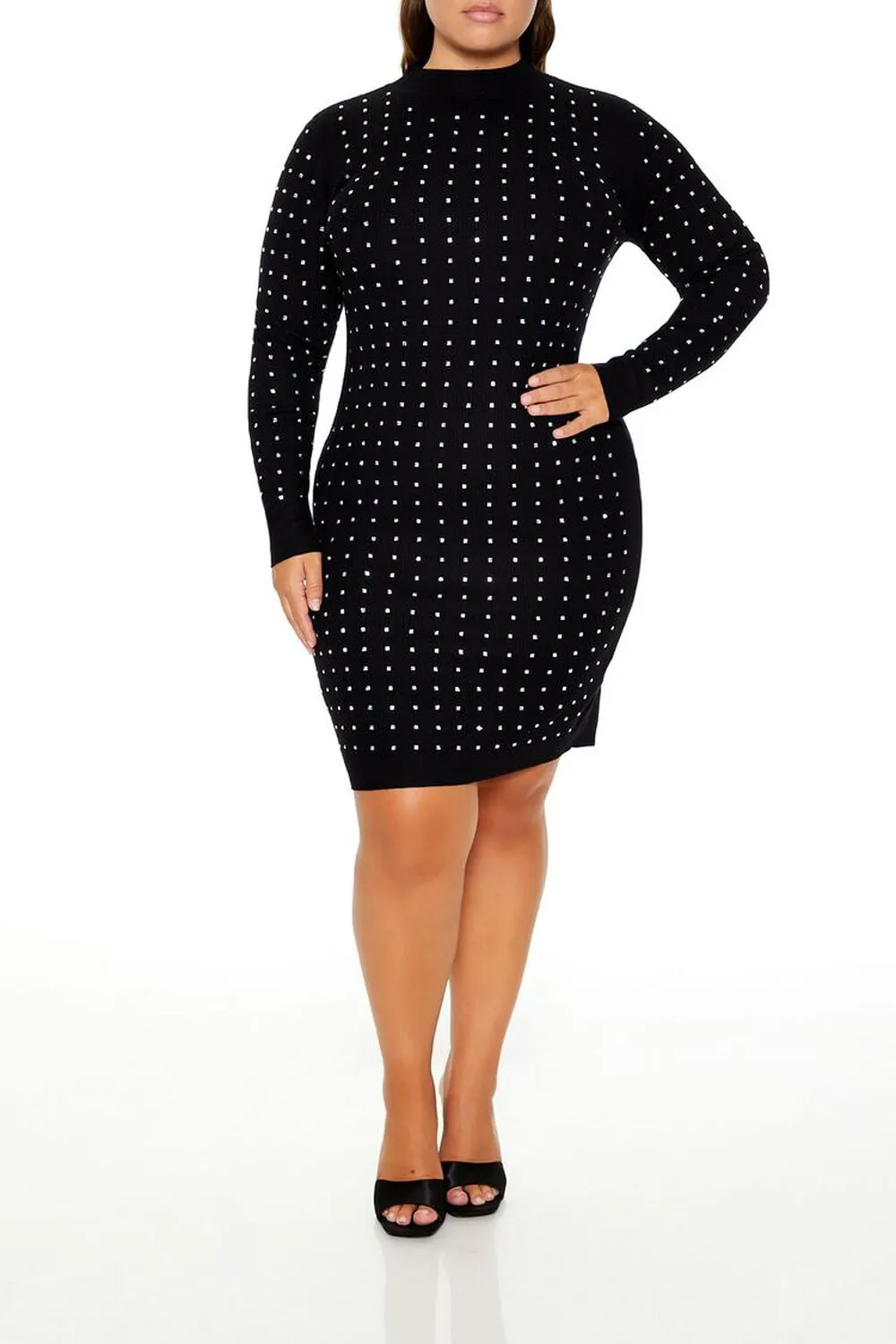 Plus Size Rhinestone Mini Dress