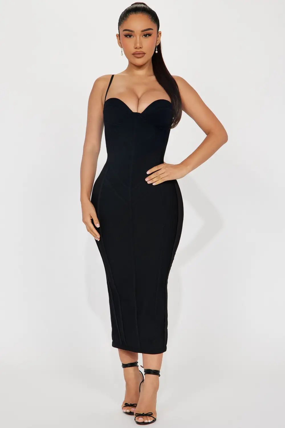 Mickie Bandage Midi Dress - Black