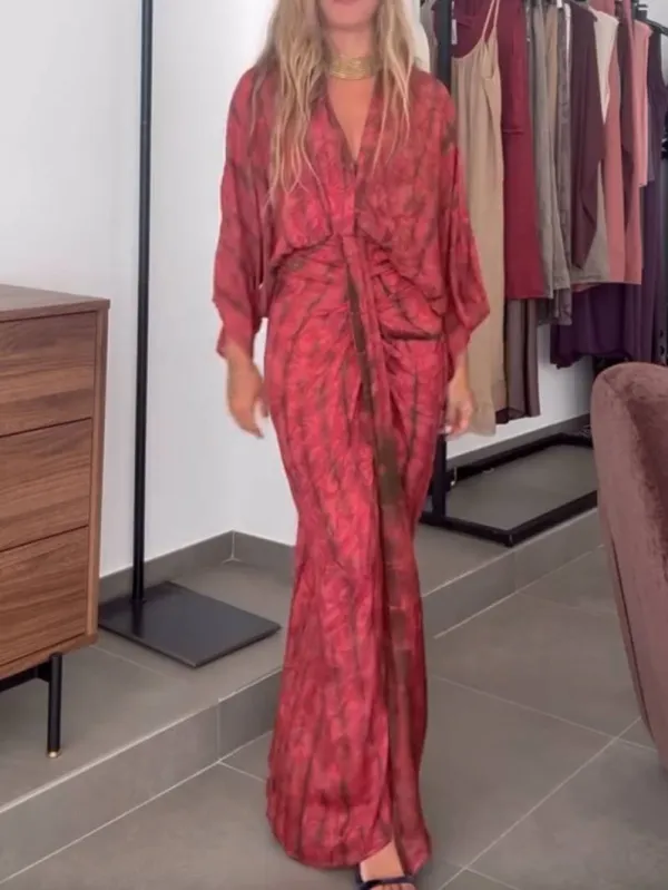 Casual Bohemian Tie Dye Maxi Dress