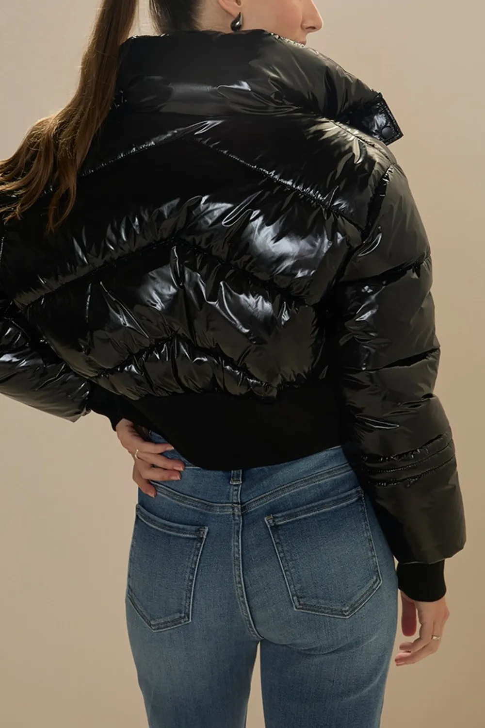 Black Puffer Shiny Jacket