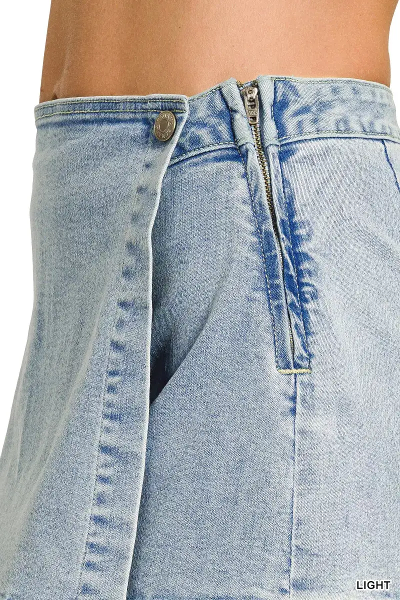 Wrap Front Denim Skort