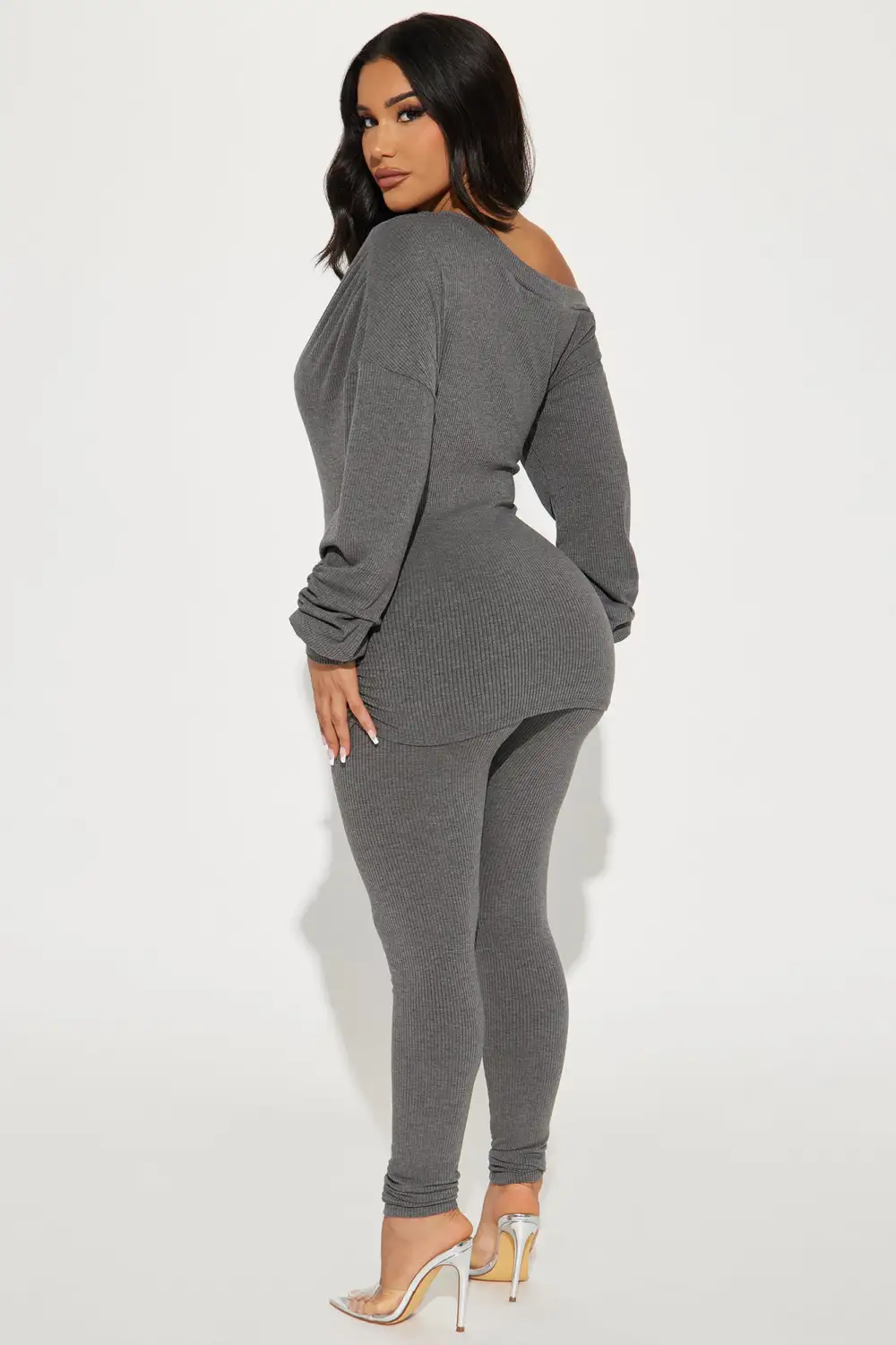 Taylor Off Shoulder Pant Set - Charcoal
