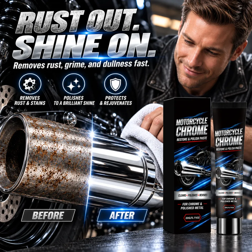 Motorcycle Chrome Care Polishing Paste, Chrome Trim Metal Rust Remover, Decontamination, Polishing & Brightening Care Cream