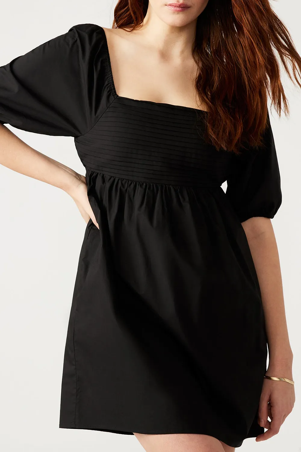 Square Collar Dress Beige