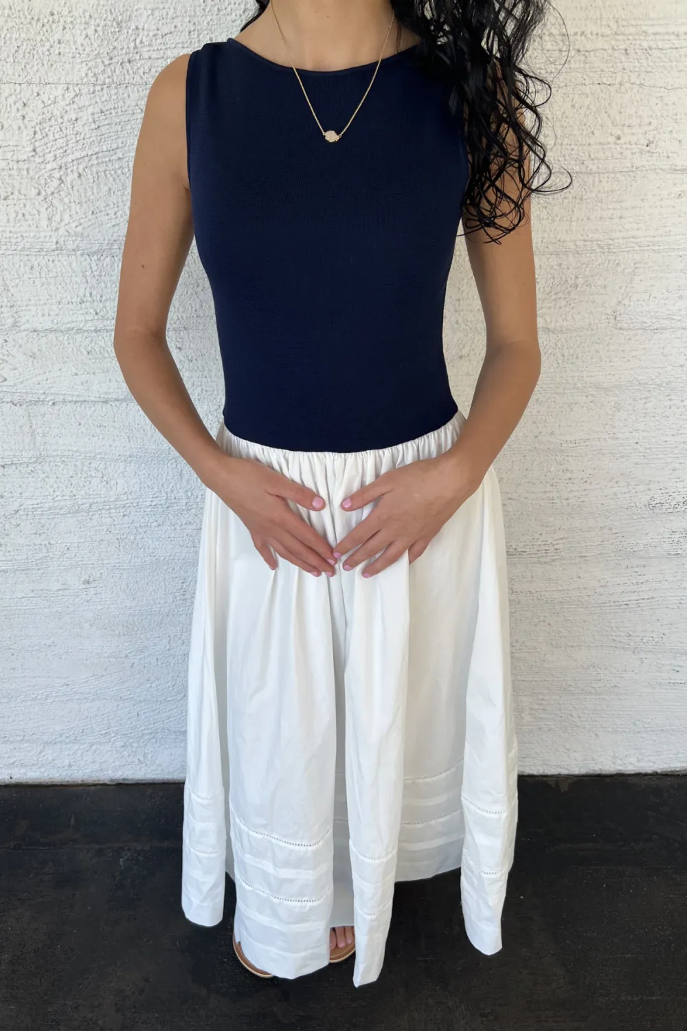 Sleeveless Mixed Media Midi Dress