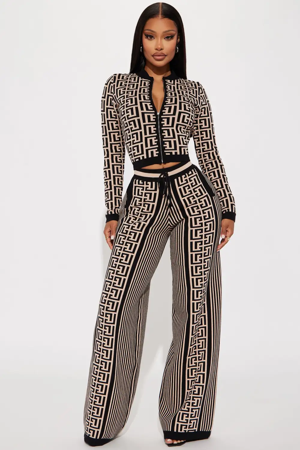 Stay Pretty Sweater Pant Set - Black/combo
