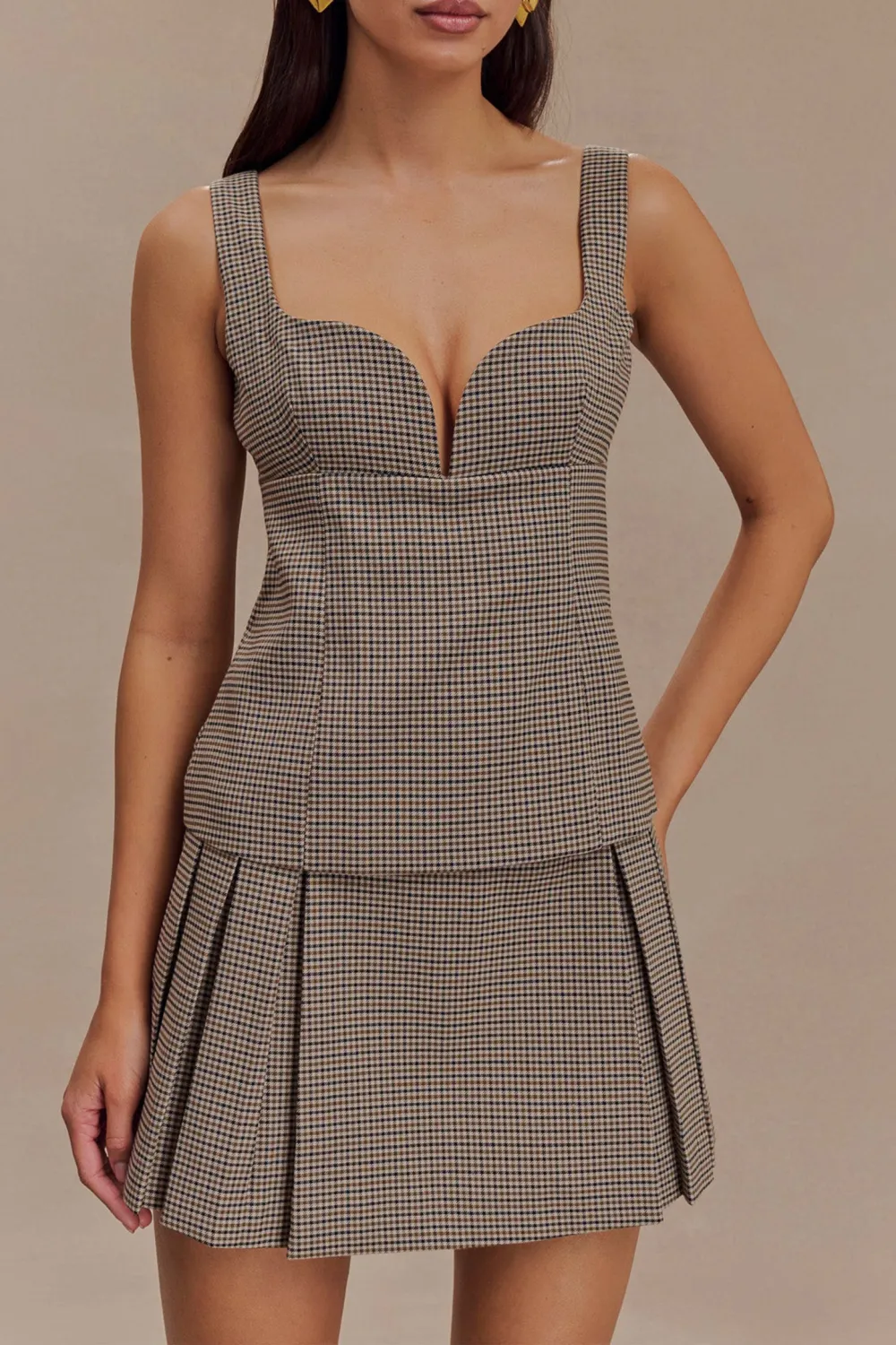 Pleated Buckle Mini Skirt