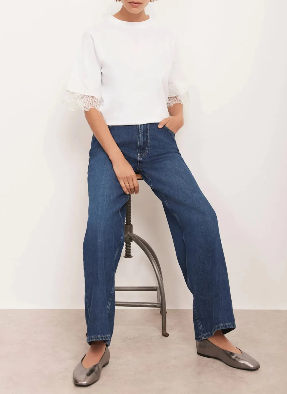 Casual Style White Cotton T-Shirt