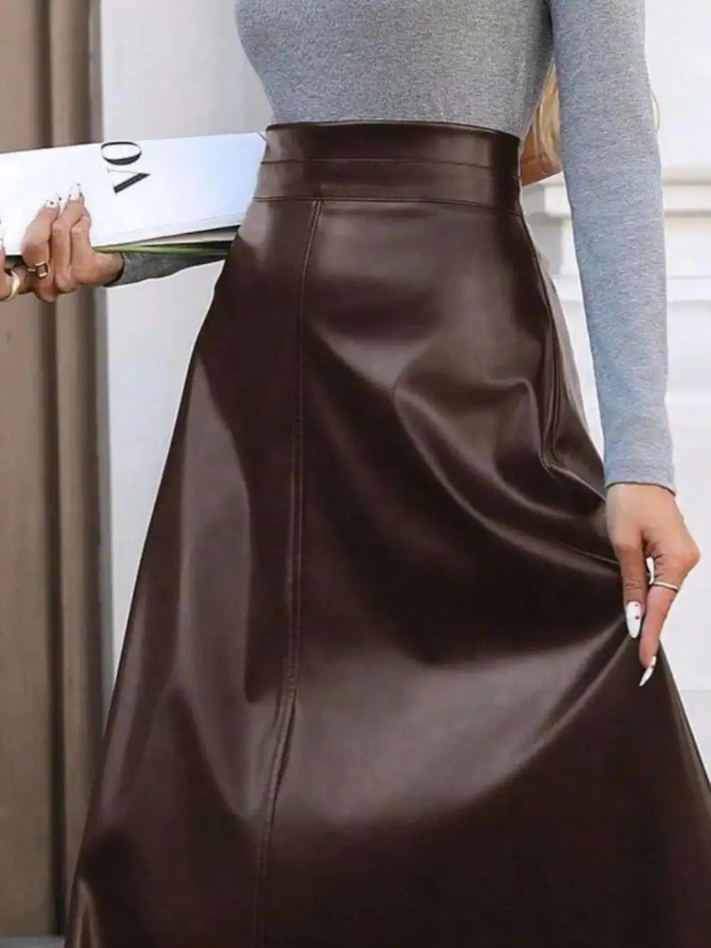 Leather Line Midi Skirt