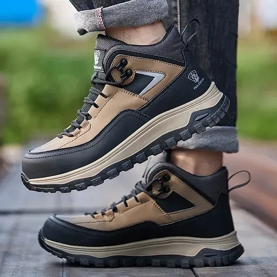Men's Orthopedic Protective Hiking/Work Boots—Waterproof, Slip-Resistant, Impact-Resistant, Puncture-Proof—Wide Toe Box, Arch Support, Ankle Support