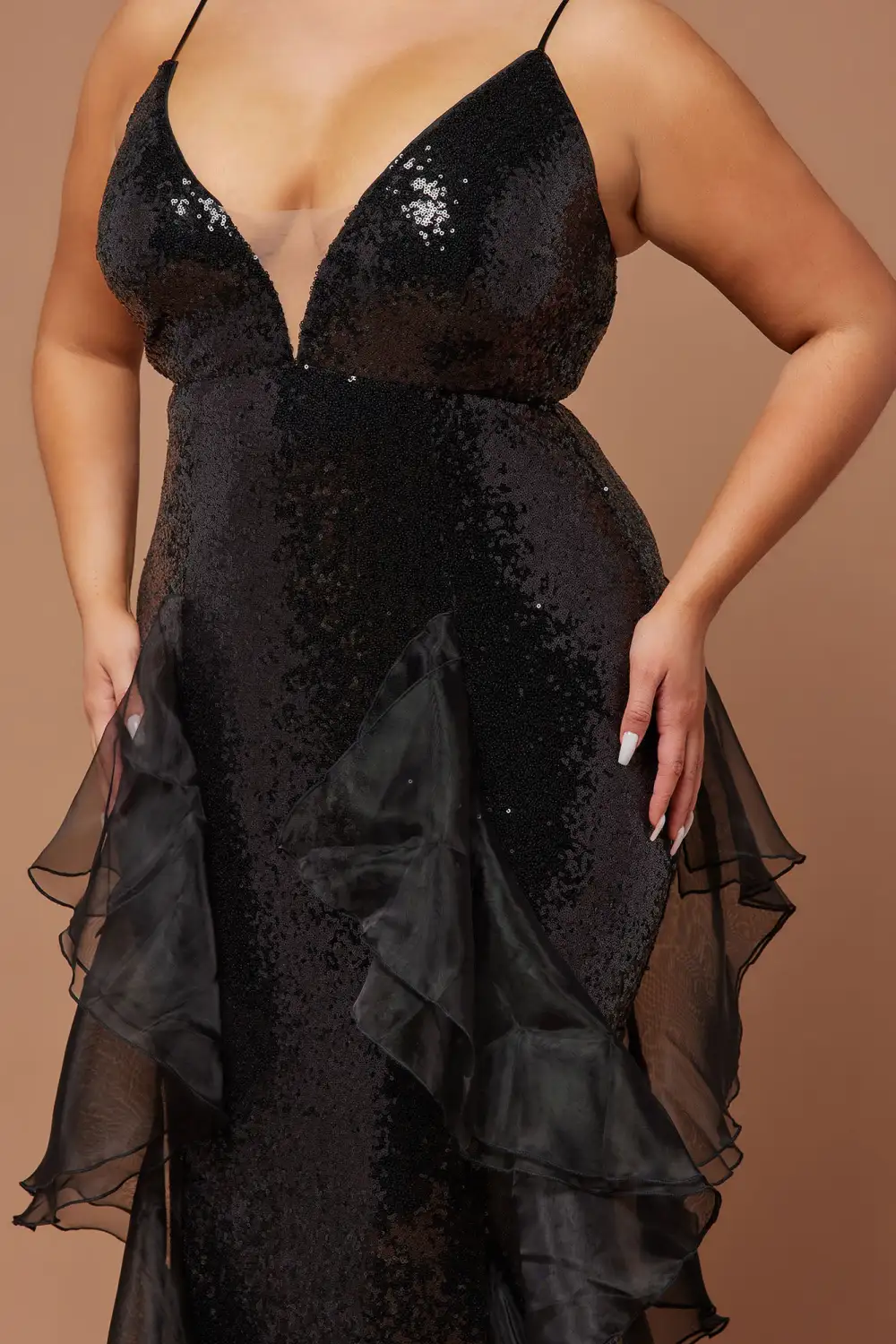 Victoria Grace Sequin Gown - Black
