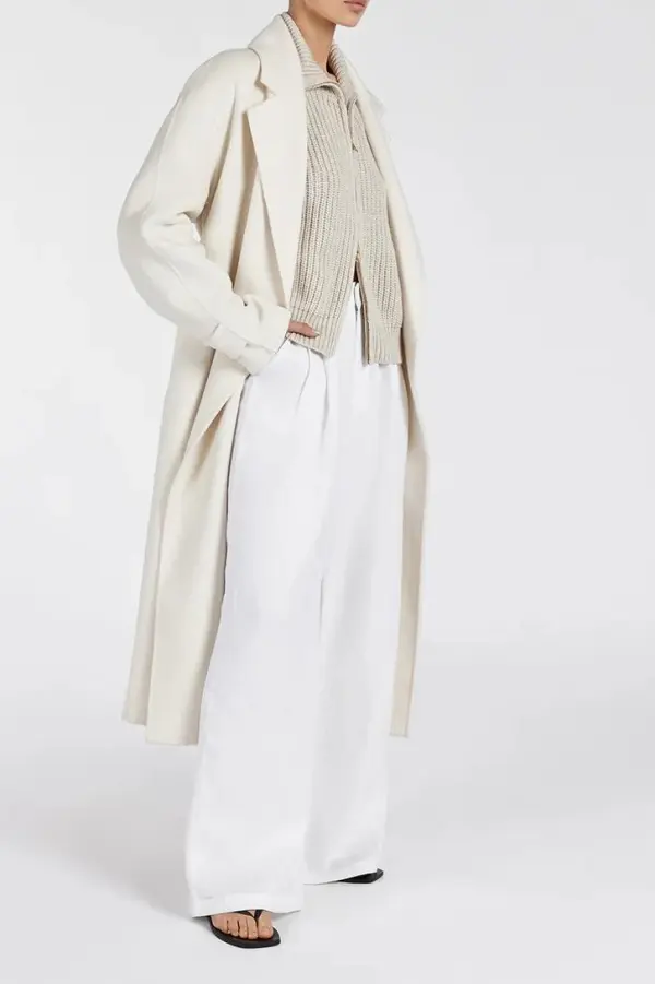 CREAM WOOL WRAP COAT