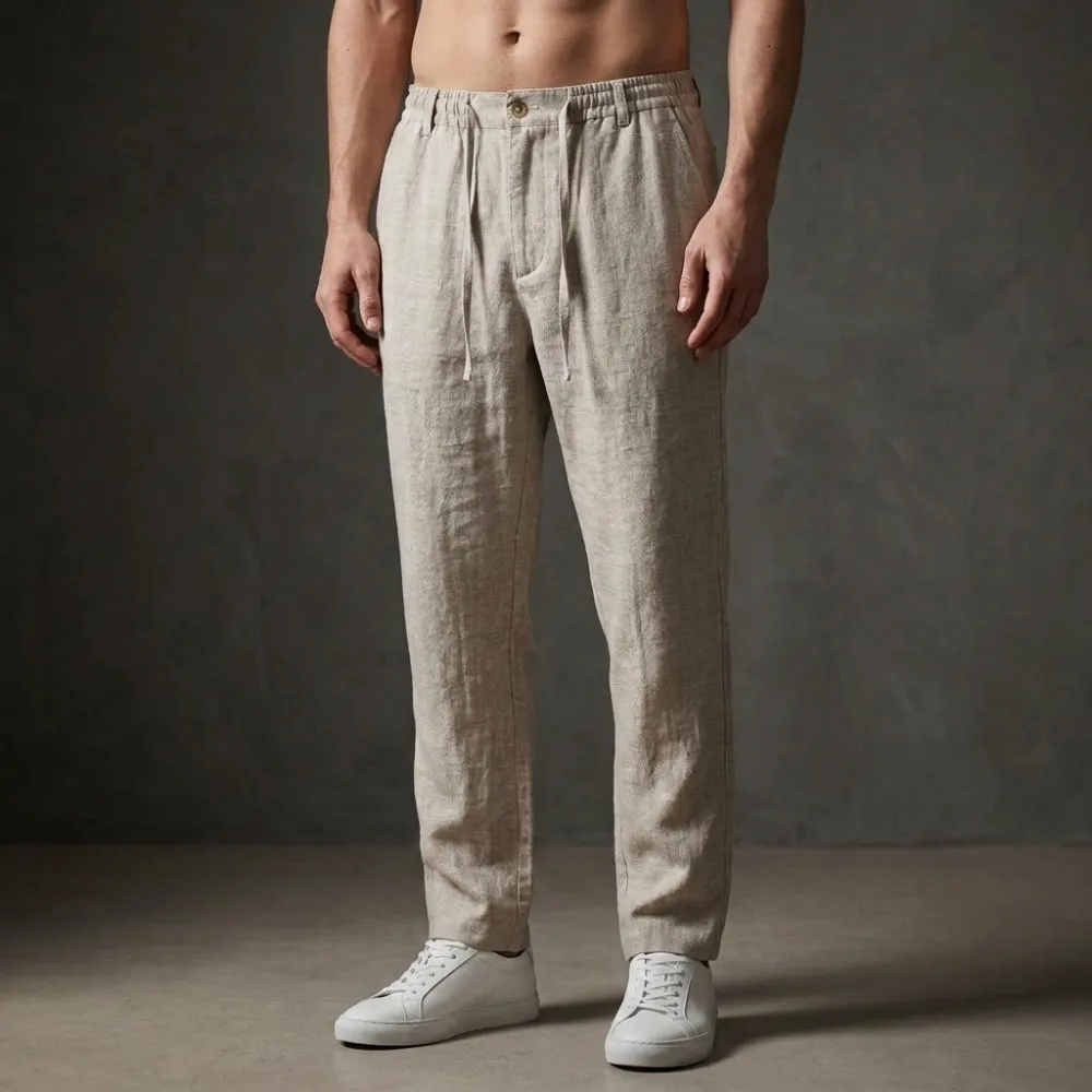 Men's Linen Blend Casual Trousers