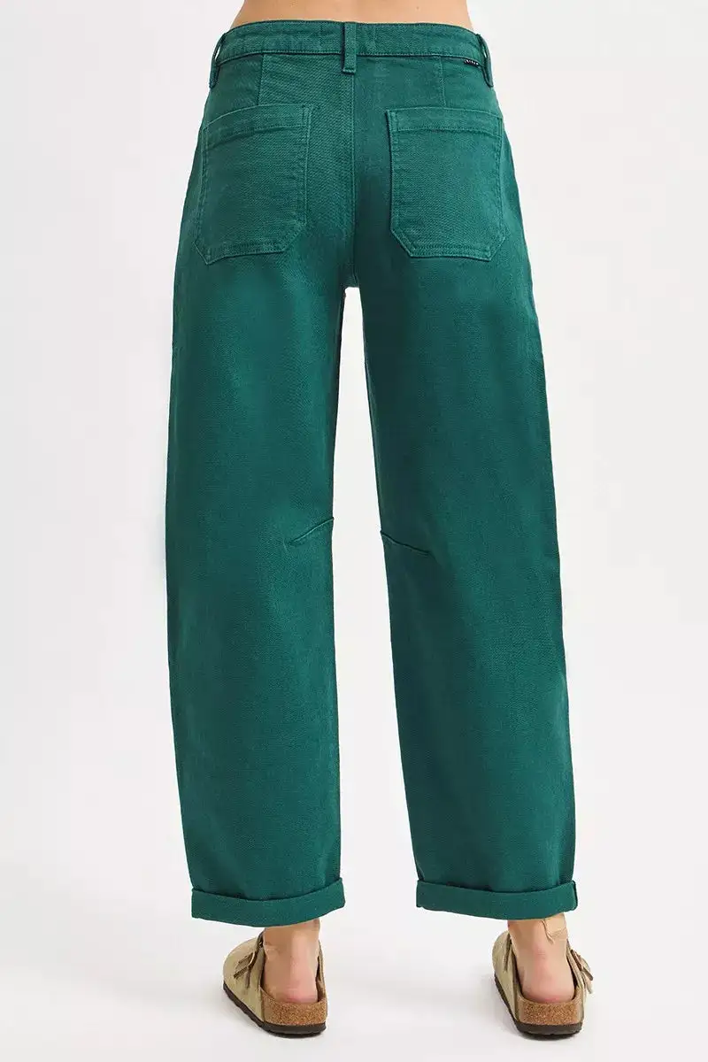 High Rise Ankle Cuffed Barrel Pants