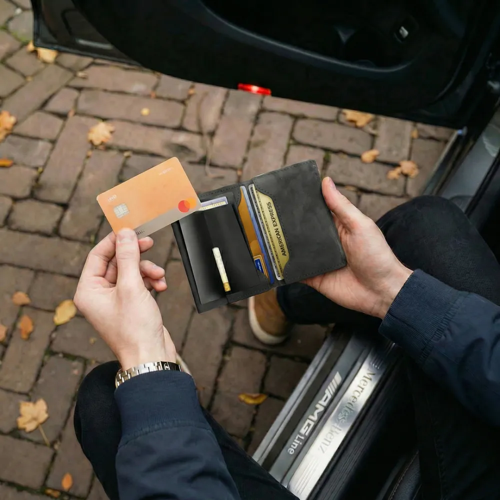 RFID Blocking Automatic Pop-up Metal Card Holder Mini Wallet Coin Purse