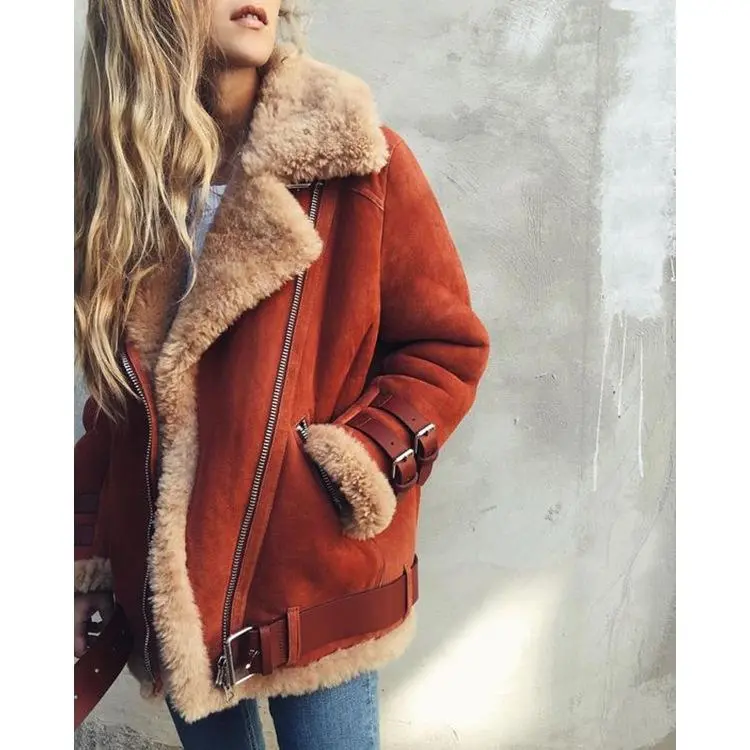 Solid Color Zipper Lapel Cashmere Coat