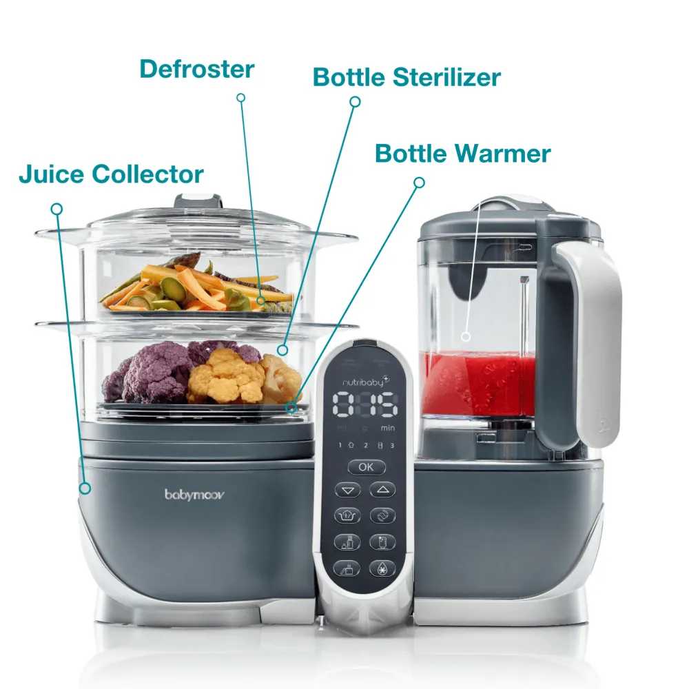 (Store Closing Sale) Duo Meal Station | 6 in 1 Food Processor With Steam Cooker, Multi-Speed Blender, Baby Purees, Warmer, Defroster, Sterilizer, Grey