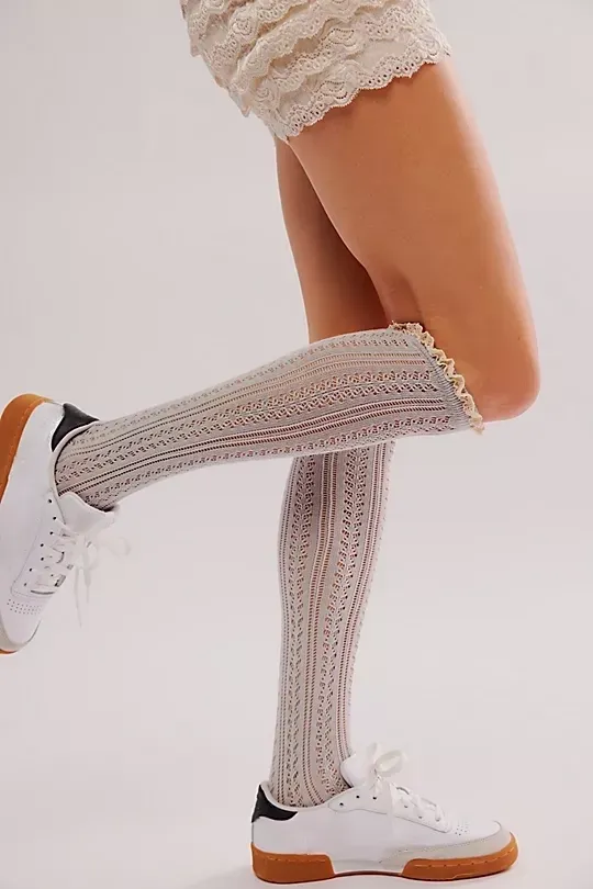 Lace Mesh Pointed Top Premium Socks